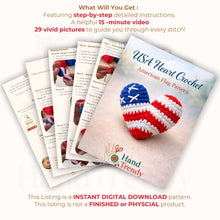 Crochet American Flag Heart Pattern PDF, Patriotic USA Keychain Design, Fourth Of July Ornament