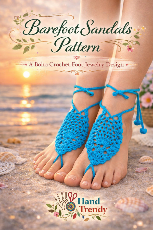 Crochet Barefoot Sandals Pattern PDF, Boho Foot Jewelry Design, Summer Beach Accessory