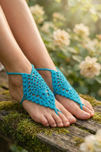 Crochet Barefoot Sandals Pattern PDF, Boho Foot Jewelry Design, Summer Beach Accessory