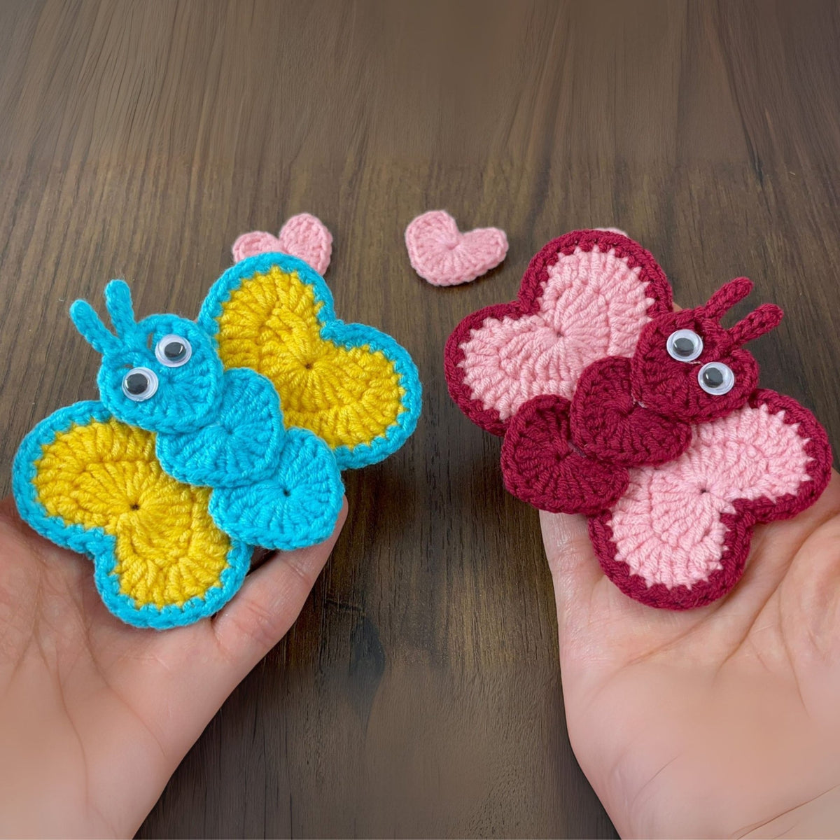 Crochet Butterfly Applique Pattern PDF Heart Motif Design For DIY Craft Projects - Hand Trendy