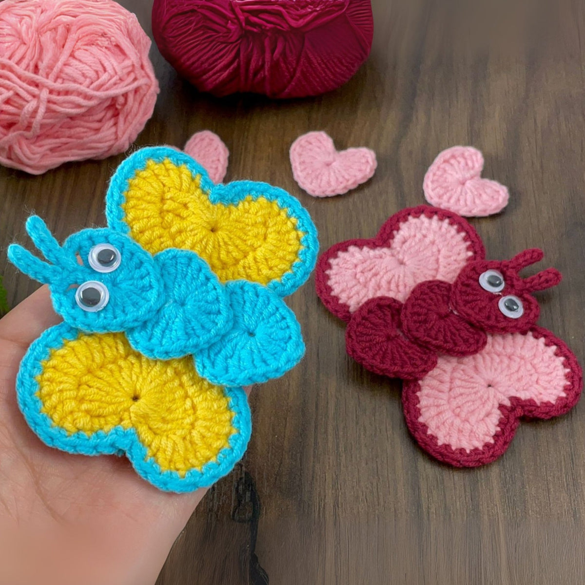 Crochet Butterfly Applique Pattern PDF Heart Motif Design For DIY Craft Projects - Hand Trendy