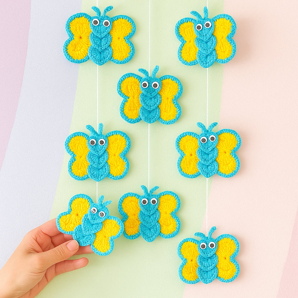 Crochet Butterfly Applique Pattern PDF Heart Motif Design For DIY Craft Projects - Hand Trendy