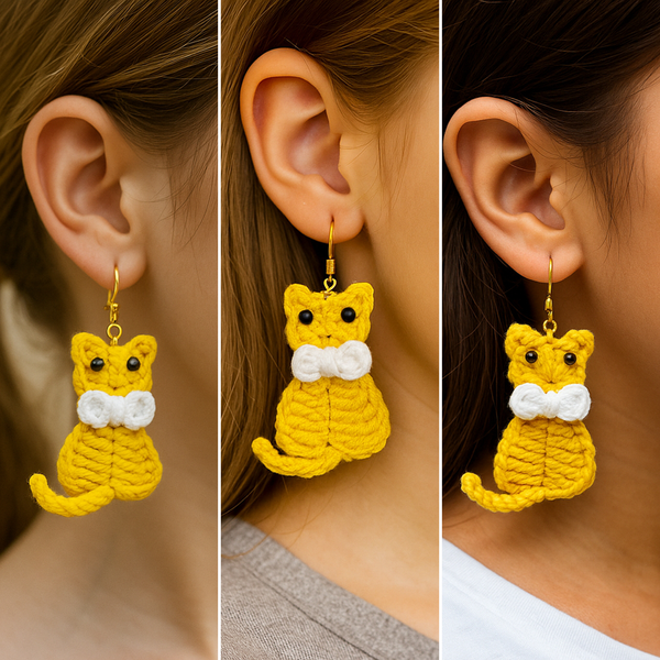 Crochet Cat Earrings Tutorial PDF- Unique Present for Cat Lovers