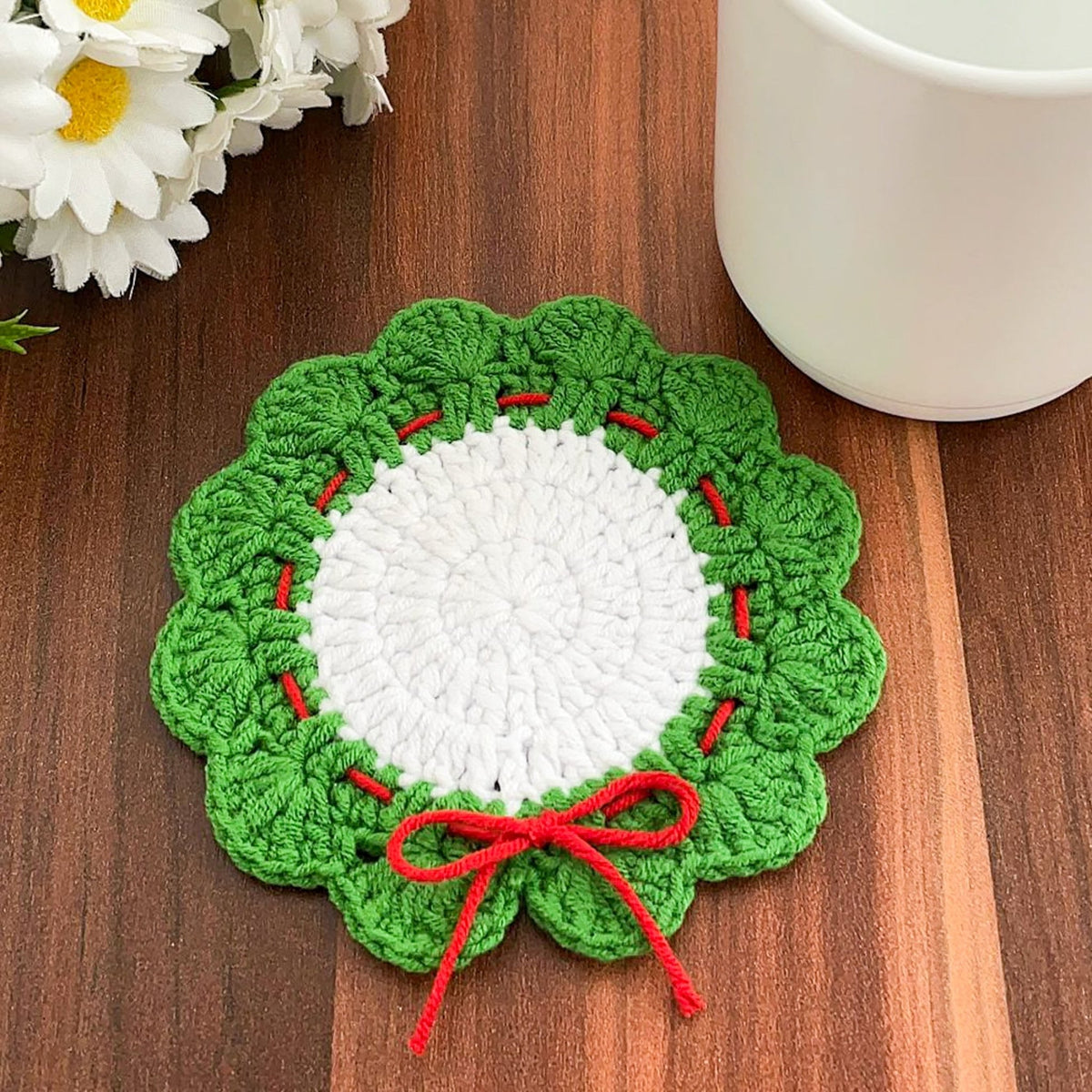 Crochet Christmas Coaster Pattern – Festive Holiday Table Decoration PDF - Hand Trendy