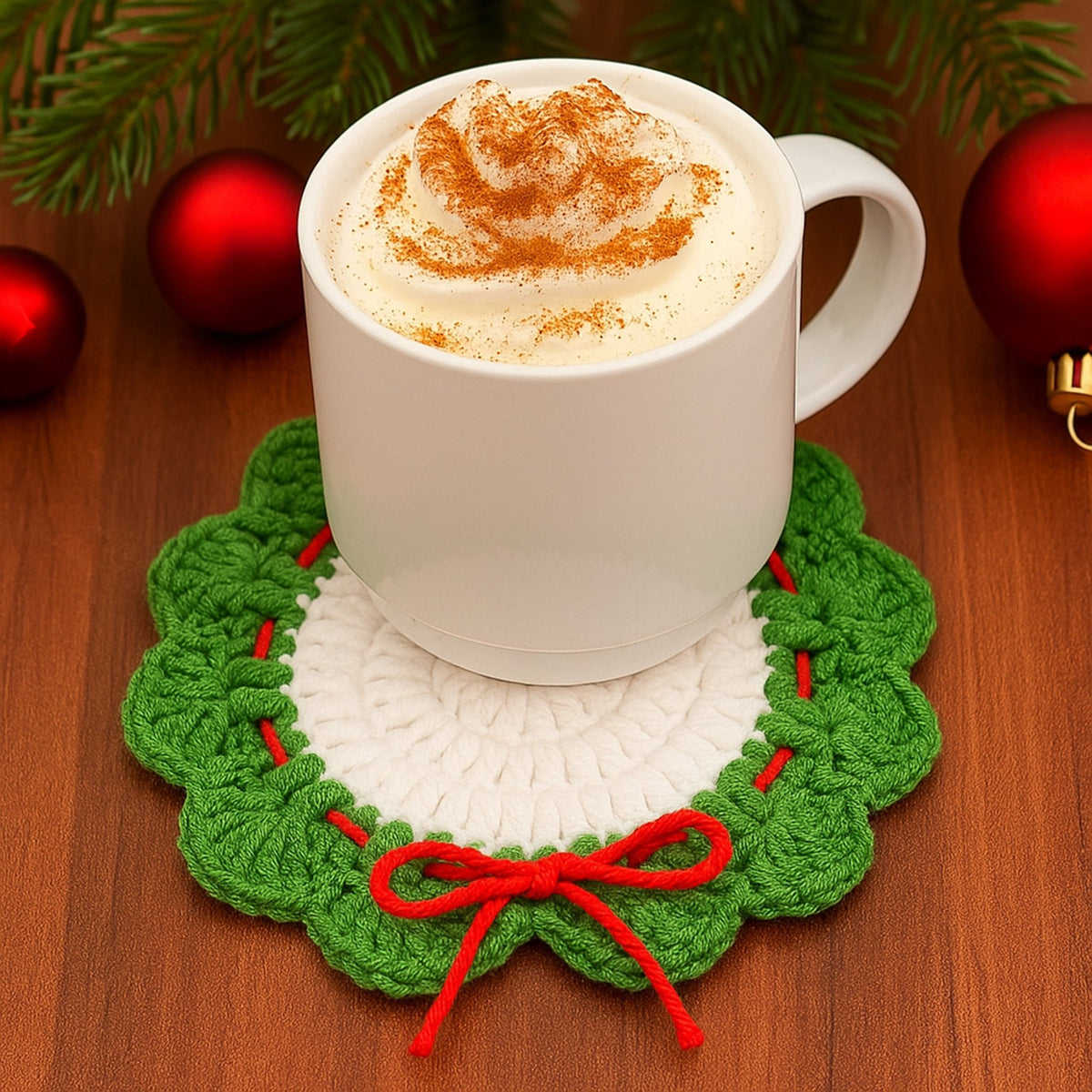 Crochet Christmas Coaster Pattern – Festive Holiday Table Decoration PDF - Hand Trendy
