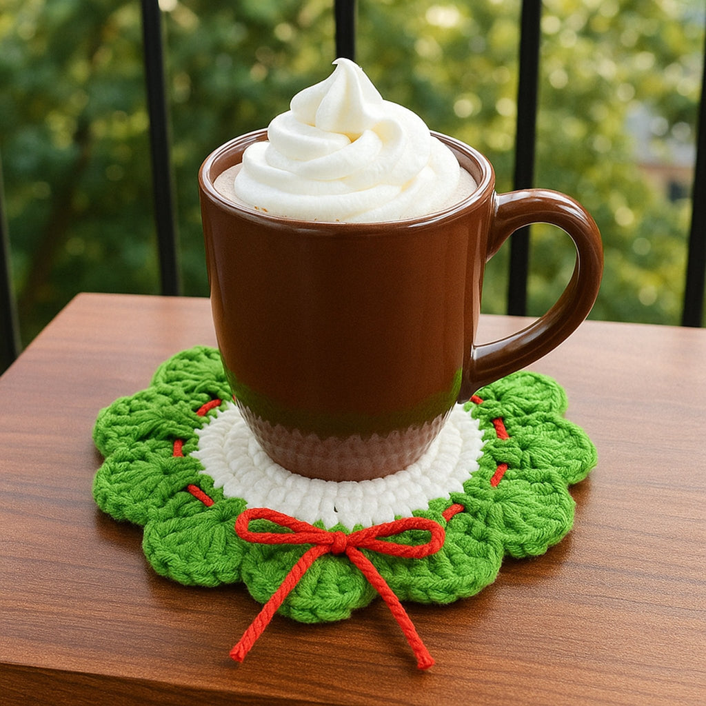 Crochet Christmas Coaster Pattern – Festive Holiday Table Decoration PDF - Hand Trendy