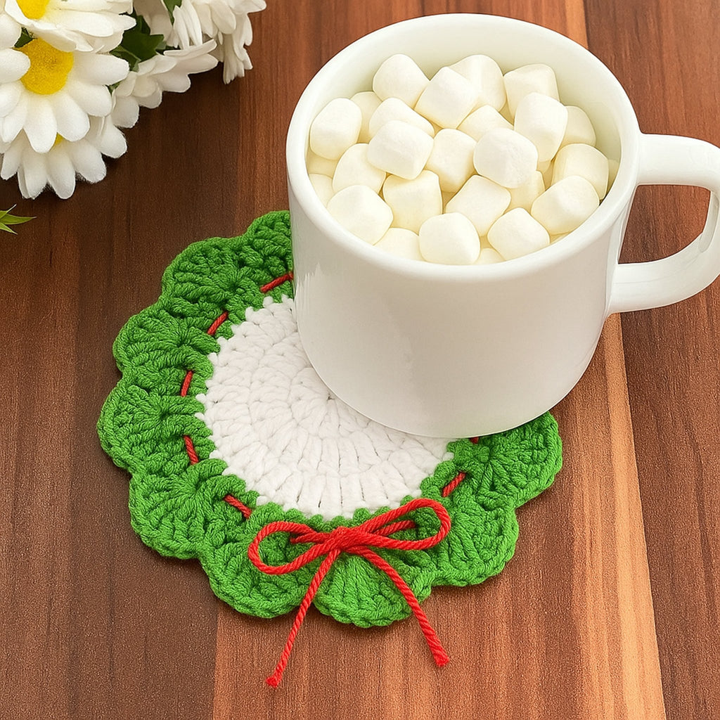 Crochet Christmas Coaster Pattern – Festive Holiday Table Decoration PDF - Hand Trendy