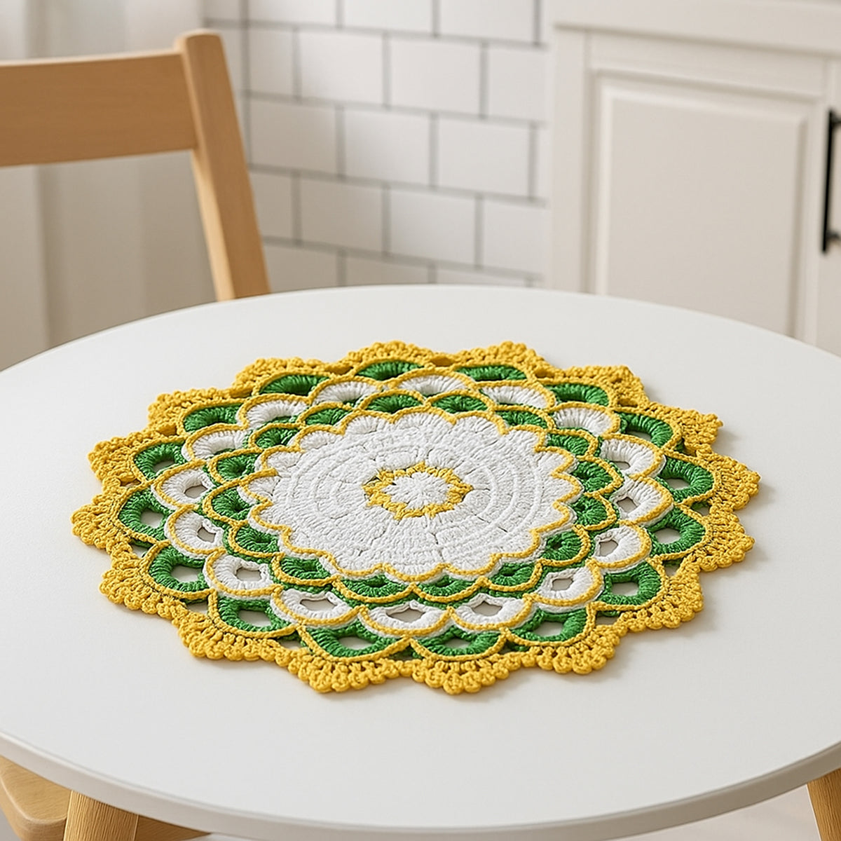 Crochet Doily Pattern PDF Round Floral Table Mat Vintage Home Decor Design