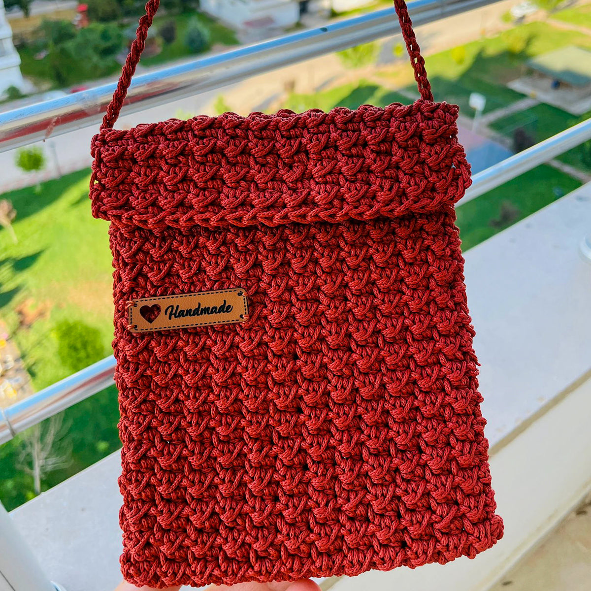 Crochet Crossbody Bag Pattern PDF, Textured Mini Shoulder Purse, Everyday Phone Pouch