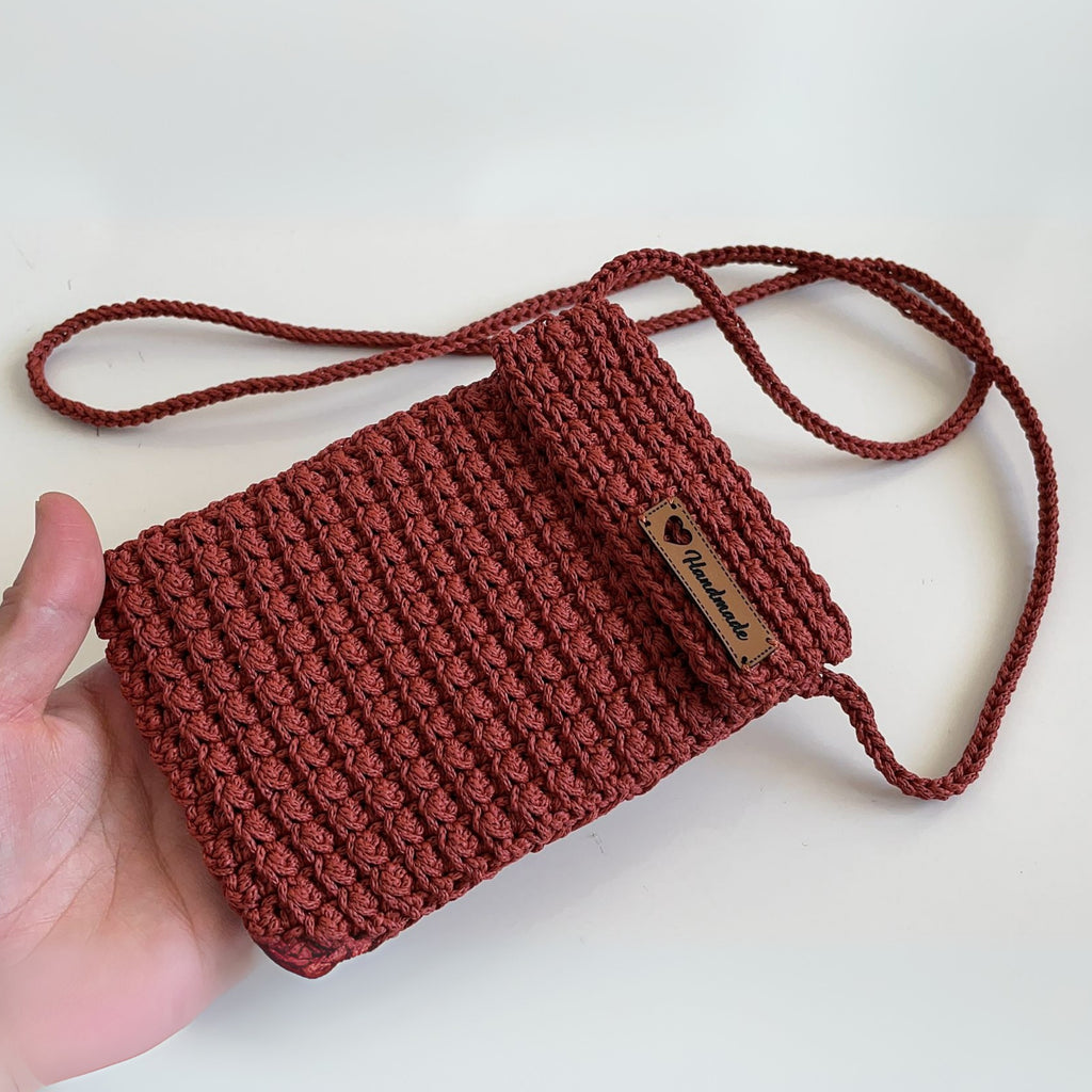 Crochet Crossbody Bag Pattern PDF, Textured Mini Shoulder Purse, Everyday Phone Pouch