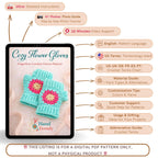 Crochet Fingerless Gloves Pattern With Floral Motif PDF Hand Warmers Design
