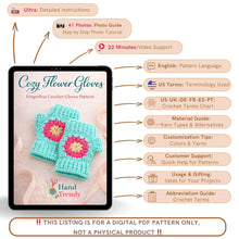 Crochet Fingerless Gloves Pattern With Floral Motif PDF Hand Warmers Design