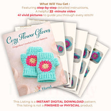 Crochet Fingerless Gloves Pattern With Floral Motif PDF Hand Warmers Design