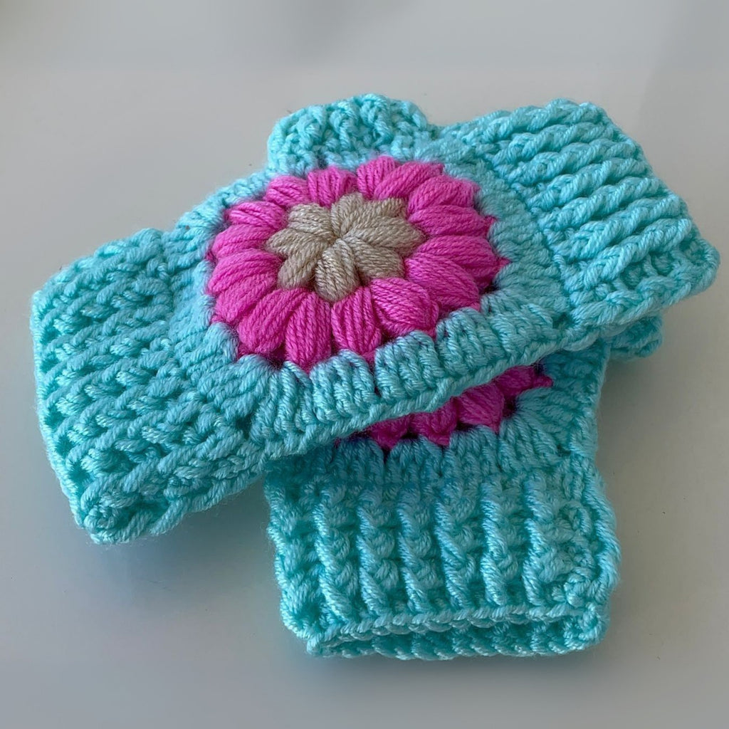 Crochet Fingerless Gloves Pattern With Floral Motif PDF Hand Warmers Design