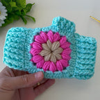 Crochet Fingerless Gloves Pattern With Floral Motif PDF Hand Warmers Design