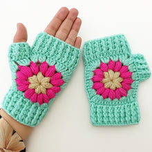 Crochet Fingerless Gloves Pattern With Floral Motif PDF Hand Warmers Design