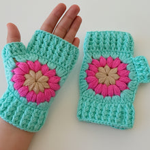 Crochet Fingerless Gloves Pattern With Floral Motif PDF Hand Warmers Design