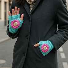Crochet Fingerless Gloves Pattern With Floral Motif PDF Hand Warmers Design