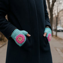 Crochet Fingerless Gloves Pattern With Floral Motif PDF Hand Warmers Design