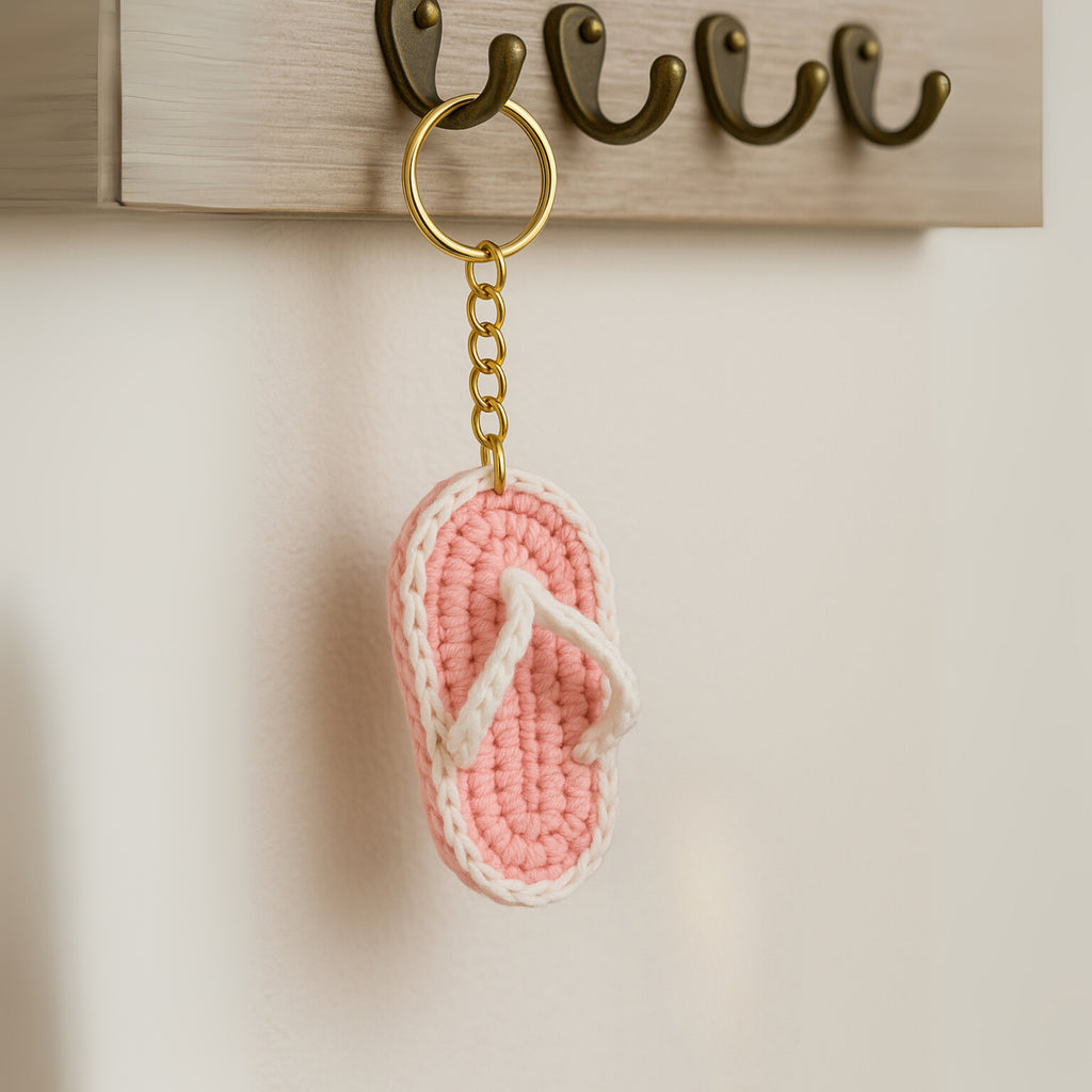 Crochet Flip Flop Keychain Pattern PDF, Mini Sandal Charm Tutorial, Summer Bag Accessory