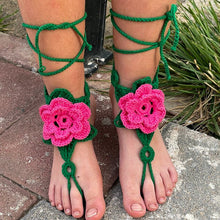 Crochet Flower Barefoot Sandals Pattern PDF, Lace Up Beach Foot Jewelry Design