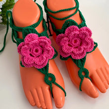 Crochet Flower Barefoot Sandals Pattern PDF, Lace Up Beach Foot Jewelry Design