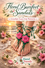 Crochet Flower Barefoot Sandals Pattern PDF, Lace Up Beach Foot Jewelry Design