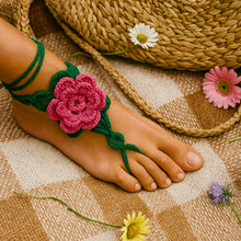 Crochet Flower Barefoot Sandals Pattern PDF, Lace Up Beach Foot Jewelry Design