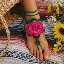 Crochet Flower Barefoot Sandals Pattern PDF, Lace Up Beach Foot Jewelry Design