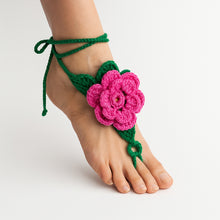 Crochet Flower Barefoot Sandals Pattern PDF, Lace Up Beach Foot Jewelry Design