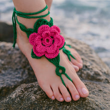 Crochet Flower Barefoot Sandals Pattern PDF, Lace Up Beach Foot Jewelry Design