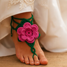 Crochet Flower Barefoot Sandals Pattern PDF, Lace Up Beach Foot Jewelry Design