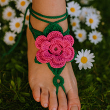 Crochet Flower Barefoot Sandals Pattern PDF, Lace Up Beach Foot Jewelry Design