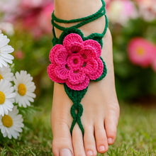 Crochet Flower Barefoot Sandals Pattern PDF, Lace Up Beach Foot Jewelry Design