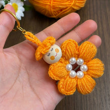 Crochet Flower Keychain Pattern PDF, Cute Doll Charm Design, Pearl Center Petal Motif