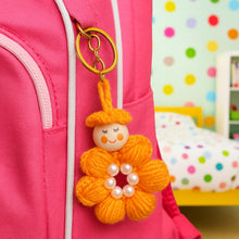 Crochet Flower Keychain Pattern PDF, Cute Doll Charm Design, Pearl Center Petal Motif