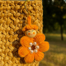 Crochet Flower Keychain Pattern PDF, Cute Doll Charm Design, Pearl Center Petal Motif
