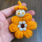 Crochet Flower Keychain Pattern PDF, Cute Doll Charm Design, Pearl Center Petal Motif