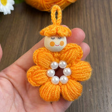Crochet Flower Keychain Pattern PDF, Cute Doll Charm Design, Pearl Center Petal Motif