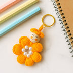Crochet Flower Keychain Pattern PDF, Cute Doll Charm Design, Pearl Center Petal Motif