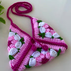 Crochet Granny Square Bag Pattern PDF, Handmade Puff Flower Floral Shoulder Bag Tutorial