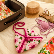 Crochet Granny Square Bag Pattern PDF, Handmade Puff Flower Floral Shoulder Bag Tutorial