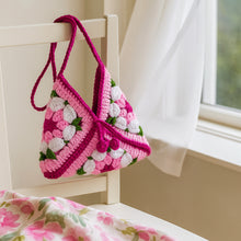 Crochet Granny Square Bag Pattern PDF, Handmade Puff Flower Floral Shoulder Bag Tutorial