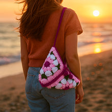 Crochet Granny Square Bag Pattern PDF, Handmade Puff Flower Floral Shoulder Bag Tutorial