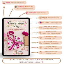 Crochet Granny Square Bag Pattern PDF, Handmade Puff Flower Floral Shoulder Bag Tutorial