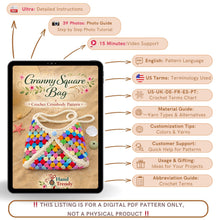 Crochet Granny Square Bag Pattern PDF, Summer Beach Mini Bag Tutorial Download