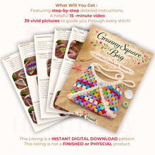 Crochet Granny Square Bag Pattern PDF, Summer Beach Mini Bag Tutorial Download