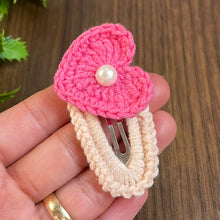 Crochet Heart Hair Clip Pattern PDF, Pearl Heart Applique Design, Cute Snap Clip Cover