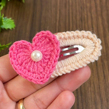 Crochet Heart Hair Clip Pattern PDF, Pearl Heart Applique Design, Cute Snap Clip Cover