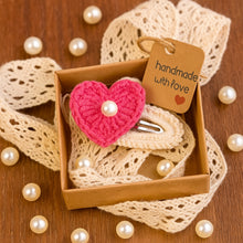 Crochet Heart Hair Clip Pattern PDF, Pearl Heart Applique Design, Cute Snap Clip Cover